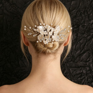 Floral Pearl Crystal Bridal Hair Comb, Wedding Hair Accessory for Bride