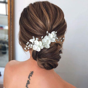 Luxury 3D Shell Flower Crystal Branch Bridal Side Hair Clip