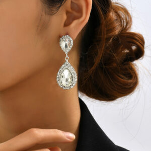 Teardrop Rhinestone Dangle Earrings for Wedding Party Formal Occasions