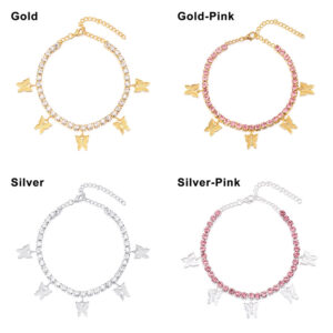 Butterfly Charm Rhinestone Tennis Body Chain Adjustable Women Fashion Jewelry