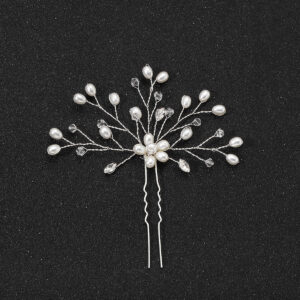 Handmade Silver Pearl Crystal Bridal Hair Pin Elegant Vine Wedding Hair Accessory For Bride Styling
