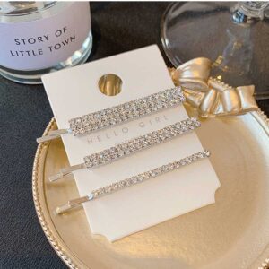 Silver Rhinestone Bobby Pin Set Sparkly Crystal Hair Clips Women Daily Wedding Party Fashion Accessory