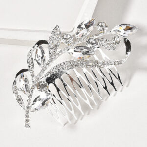 Silver Leaf Vine Crystal Rhinestone Bridal Hair Comb Wedding Women Formal Evening Party Hair Accessory