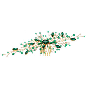 Luxurious Emerald Crystal Branch Hair Comb Sparkling Rhinestone Bridesmaid Formal Hair Accessory