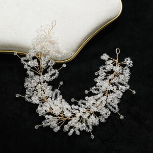 Gold Wire Clear Teardrop Crystal Bridal Hair Vine Wedding Women Sparkling Handmade Garland Formal Headpiece