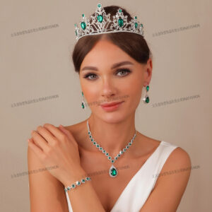 Gorgeous Rhinestone Crown Jewelry Set For Bridal Wedding Formal Banquet Events
