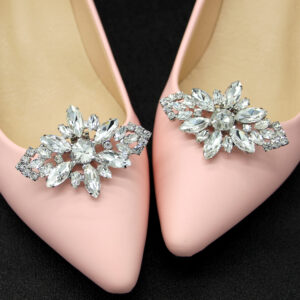 One Pair Floral Marquise Clear Crystal Rhinestone Shoe Clips for Bridal Wedding Heel Decor Charms
