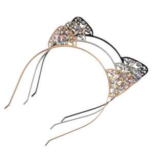 Multi-color Shiny Rhinestone Cat Ear Hair Hoop Sweet Cosplay Birthday Party Decorative Headband