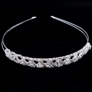Elegant Clear Crystal Wavy Rhinestone Hair Hoop Thin Double Wire Headband Wedding Party Hair Accessory