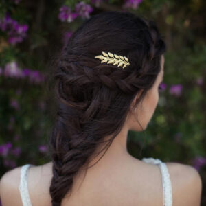 Vintage Gold Laurel Leaf Hair Comb for Elegant Bridal Wedding Party Formal Hairstyle Decor Accessory