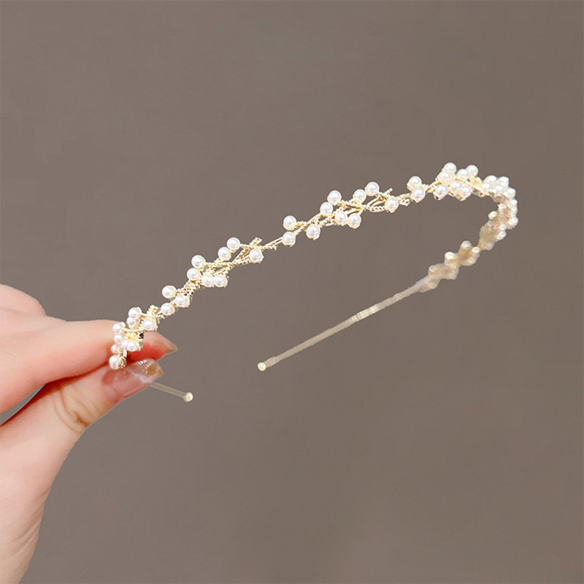 Delicate Gold Wire Woven Faux Pearl Headband Elegant Bridal Wedding Party Women Hair Accessories Headdress