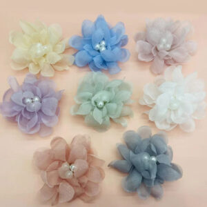 Multi Color Chiffon Flower Pearl Hair Clips Elegant Women Wedding Party Daily Hair Accessories Set
