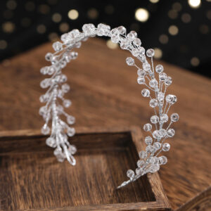 Irregular Branch Clear Faceted Crystal Hair Hoop Sparkling Silver Wire Wedding Headband for Bride