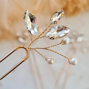 Handmade Gold Marquise Crystal Pearl Bridal U Hair Pin Elegant Wedding Party Women Hair Accessory