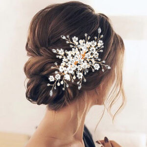 Gold Flower Crystal Bridal Hair Vine Elegant Wedding Party Women Boho Floral Updo Hair Accessory