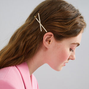 Gold Crisscross Rhinestone Bobby Pin Elegant Daily Wedding Party Women Minimalist Shiny Side Hair Accessory