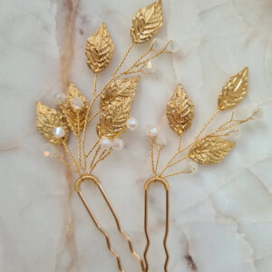 Gold Leaf Clear Crystal Bridal U Hair Pins Set Elegant Wedding Party Women Vintage Accessories