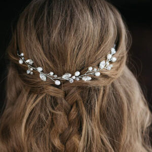 Silver Pearl Rhinestone Vine Bridal Headband Elegant Wedding Party Women Boho Flexible Twisted Hair Accessory