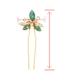 Vintage Floral Emerald Clear Crystal Gold Hair Fork for Banquet Photoshoot Wedding Updo Hair Decor