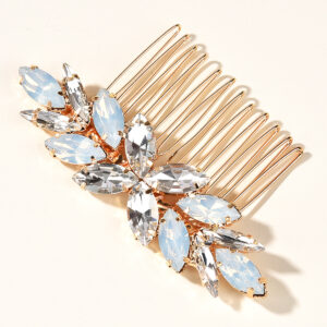 Gold Marquise Opal Crystal Rhinestone Bridal Hair Comb for Wedding Prom Evening Formal Party Occasions