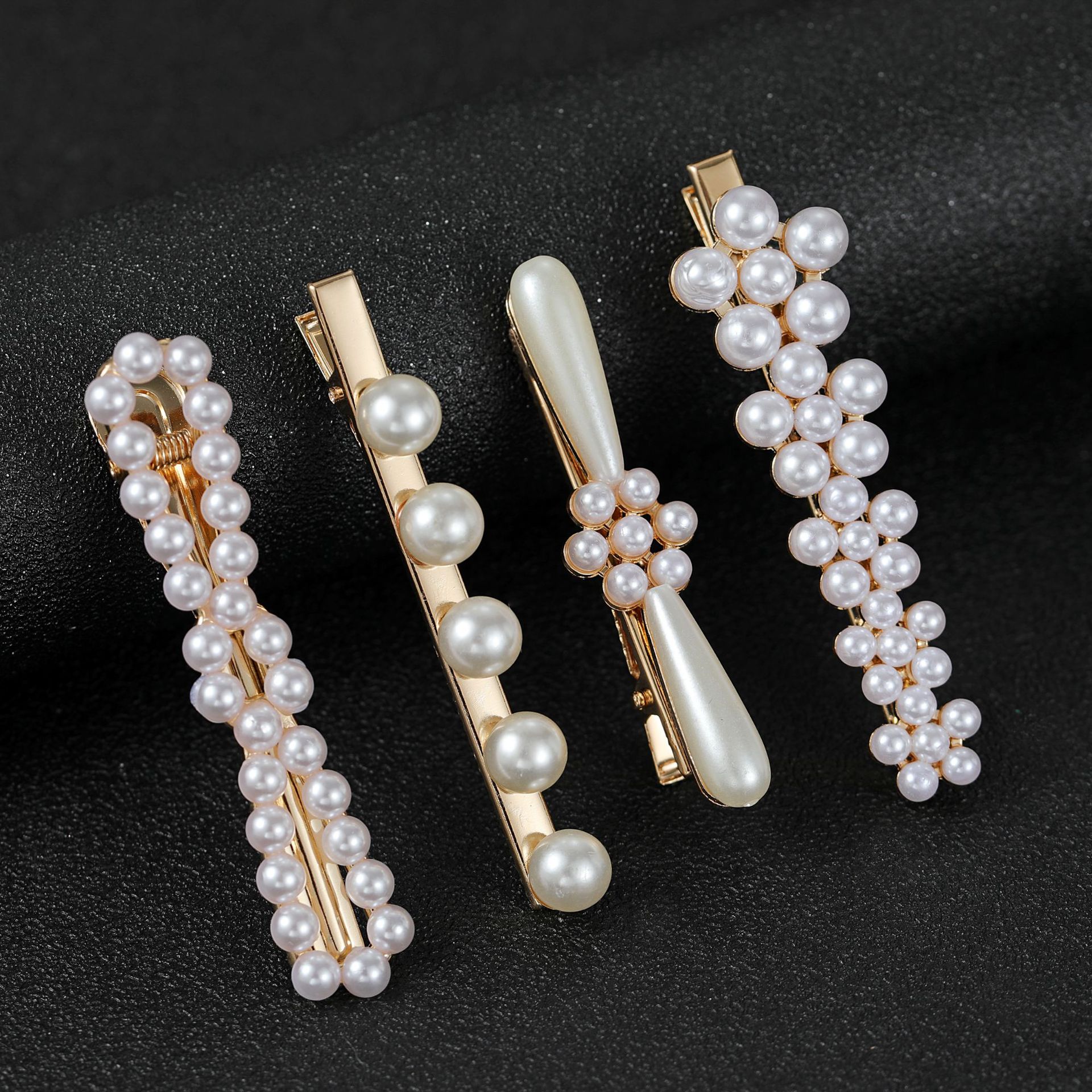 Gold Multi Style White Pearl Alligator Hair Clips for Wedding Daily Prom Formal Party Wear