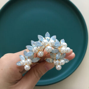 Gold Floral Crystal Pearl U‑Pin Hair Pins Set Bridal Wedding Party Hair Accessory for Women Gift