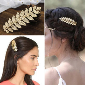 Roman Laurel Wreath Metal Leaf Hair Clip, Golden Branch Leaf Hair Barrette Casual Wedding Bridal Side Hair Pin