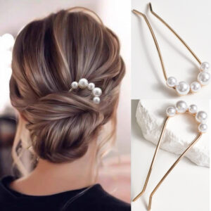 Pearl U Shaped Hairpin Gold Bridal Hair Stick for Updos
