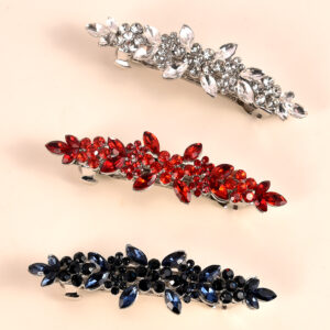 Multicolor Crystal Rhinestone Hair Barrettes Floral Leaf Hair Clips for Women