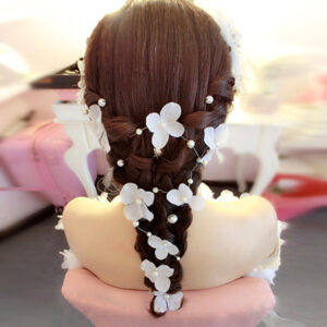 Sheer Flower Pearl Hair Garland Bridal Wedding Hair Vine
