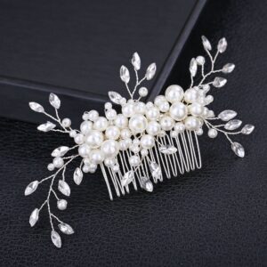 Pearl & Marquise Crystal Silver Hair Comb Wedding Bridal Hair Accessory