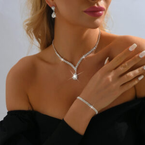 Teardrop Pendant Rhinestone 4-Piece Jewelry Set for Formal Evening Occasions