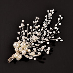 Silver Wire Multi-Size Pearl Spray Bridal Hair Clip For Wedding Formal Occasion Wear