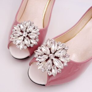 Floral Marquise Rhinestone Shoe Clips Bridal Wedding High Heel Decorations