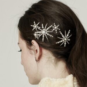 Starry Snowflake Pearl Rhinestone Hair Clips Bridal Wedding Side Hair Accessories