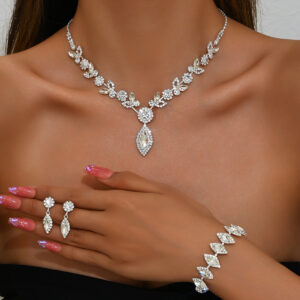 Marquise Crystal 4 Pieces Bridal Jewelry Set Wedding Evening Party Luxury Gift