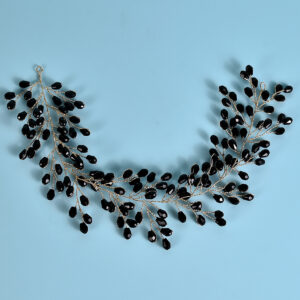 Handmade Gold Wire Black Crystal Vine Headband For Gothic Formal Evening Party Hair Accessory Decor