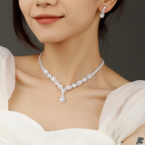 Sparkling Teardrop Jewelry Necklace Earring Set For Bride Wedding Formal Celebrations