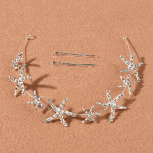 Silver Rhinestone Star Flexible Hair Vine For Celestial Bridal Wedding Ladies Hair Accessory Decor Piece