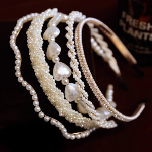 Elegant Multi-Layer Pearl Heart Crystal Headband For Sweet Ladies Daily Wedding Hair Accessory Decor Piece