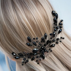 Black Wire Teardrop Crystal Bead Hair Vine For Gothic Formal Party Ladies Hair Accessory Decor