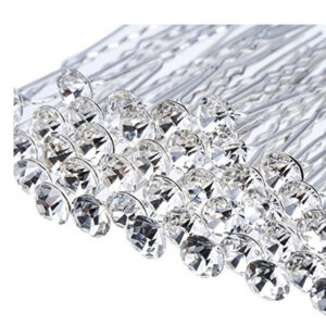 Silver Row Round Crystal Bridal Hair Pin Shiny Elegant Wedding Updo Hair Accessory