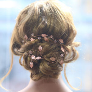 Rose Gold Leaf Crystal Flexible Hair Vine Delicate Romantic Bridal Wedding Hair Accessory