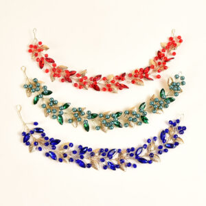 Golden Leaf Colored Bead Crystal Flexible Bridal Wedding Hair Vine Three Colors
