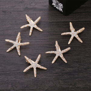 Boho Starfish Hair Barrettes Faux Pearl Crystal Hair Pins for Bridesmaid Ocean‑Theme Wedding
