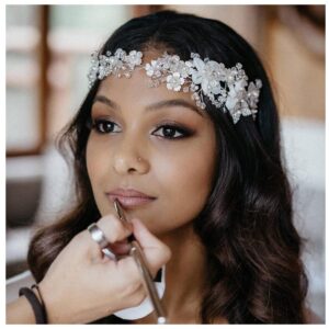 Silver Crystal Flower Pearl Bridal Headband Wedding Hair Accessory for Women Bridal Hairstyle Decoration
