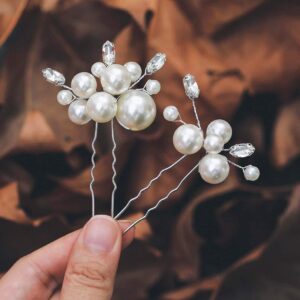 Silver Pearl Crystal Hair Pins Set Bridal Wedding Hair Accessory for Women Hairstyle Decoration