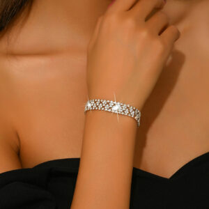 Multi Row Cluster Rhinestone Bracelet Sparkling Wrist Jewelry For Women Formal Evening Wear