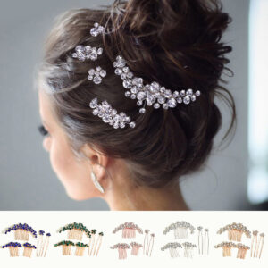 Gorgeous Pearl Rhinestone Bridal Hair Comb Silver Floral Wedding Headpiece Hair Jewelry for Bride Women