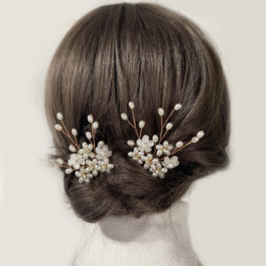 Ethereal Pearl Rhinestone Hair Comb Silver Floral Bridal Wedding Headpiece Hair Jewelry for Bride Women
